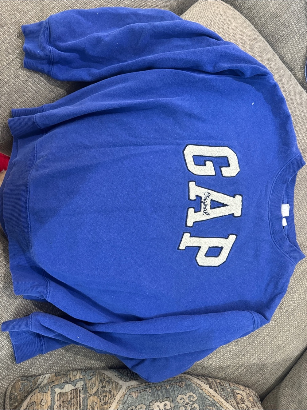 GAP women’s vintage  Bright Blue Crewneck with White Lettering